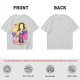 Oriental anime character graphic olive green casual t-shirt
