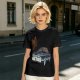 Olive Green Graphic T-Shirt with Classic Dark Car and Orange Text Print