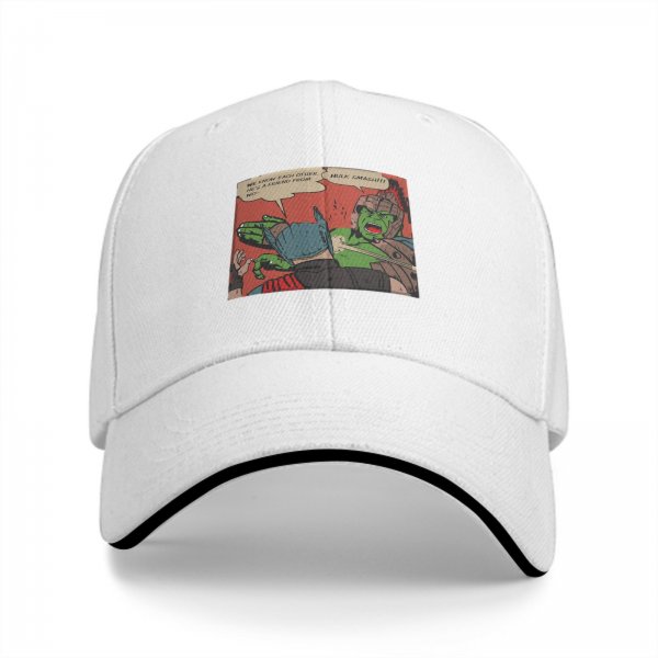 Baseball cap with Thor and Hulk comic panel print