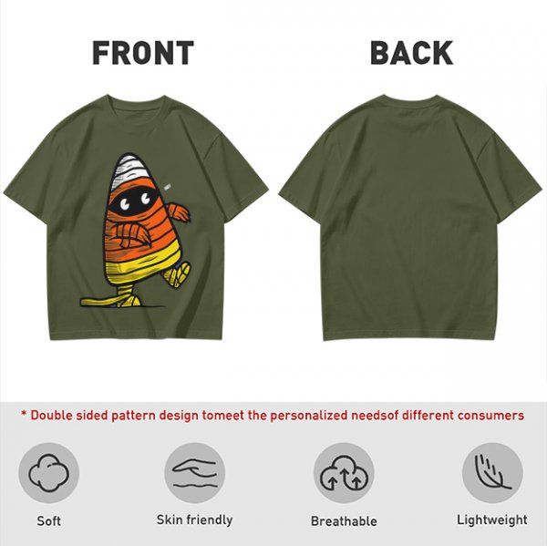 Olive T-Shirt with Mummy Candy Corn Halloween Graphic