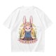 Olive T-shirt with Cute Rabbit Character and Japanese Text Print