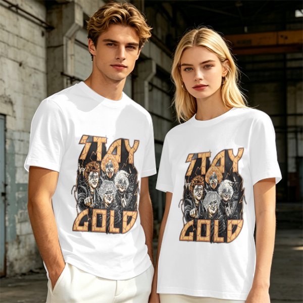 Olive Graphic T-Shirt with Stay Gold Rock Band Artwork