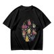 Olive Green T-Shirt With Whimsical Fruit Bird Graphic Print
