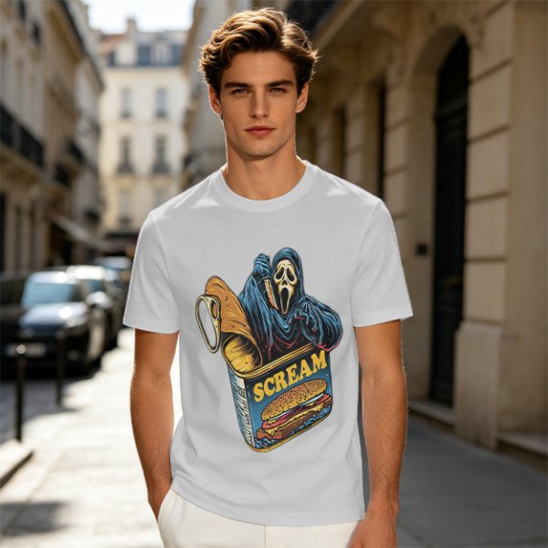 Olive T-Shirt With Ghostface In Scream Can Burger Artwork