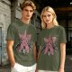 Olive Green T-Shirt With Starfish Monster Rock Hand Print