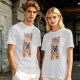 Olive T-Shirt with Japanese Style Sushi Chef Cat Print