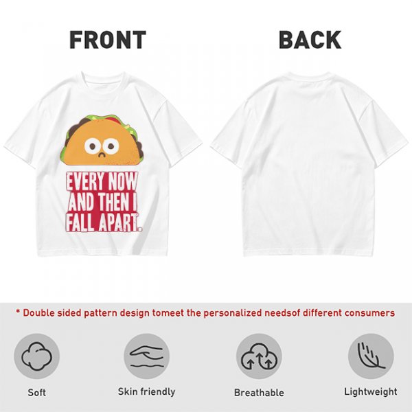 Olive T-Shirt With Sad Taco Graphic And 'Every Now And Then I Fall Apart' Text
