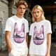 Olive T-Shirt With Witch Riding Broom Silhouette In Bunny Outline