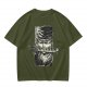 Olive T-shirt with One Piece Zoro Bandana Sword Print