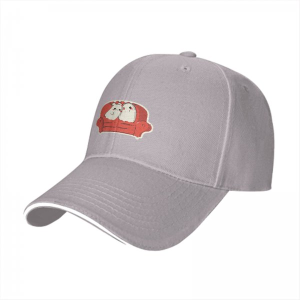 Black baseball cap with cute ghost unicorns sitting on red couch print