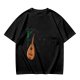 Olive Green T-Shirt with Lute and Botanical Graphic Print