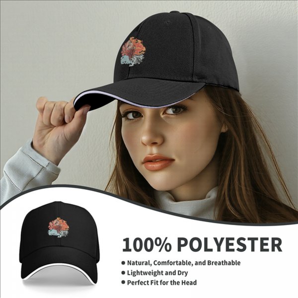 Black Baseball Cap With Elemental Fire And Water Art Print