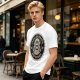 Olive T-shirt with 'Cause of Death No Kisses' Skeleton Graphic