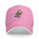Black baseball cap with cartoon duck riding a rocket launch design
