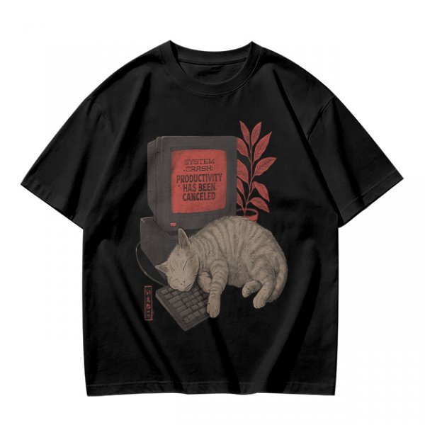 Cat Sleeping on Keyboard Productivity Canceled T-Shirt