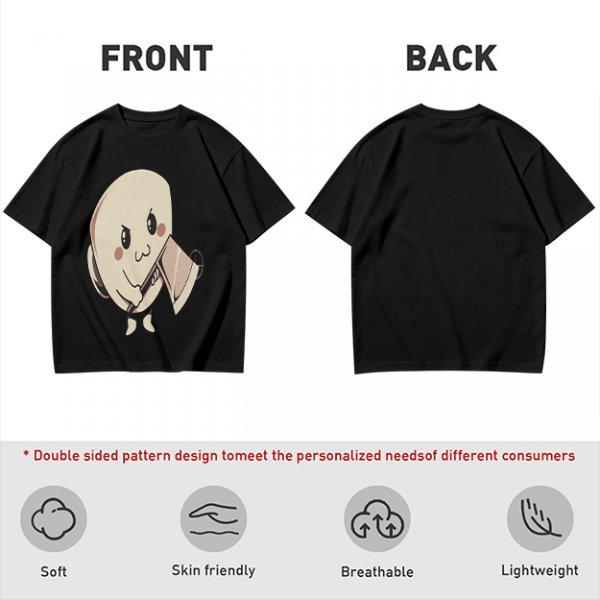 Olive T-Shirt With Cute Angry Ghost Holding Axe Graphic