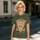 Olive t-shirt with 'I Believe In Cheesus Crust' pizza graphic