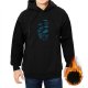 Black Hoodie With Blue Technical Graphic Print