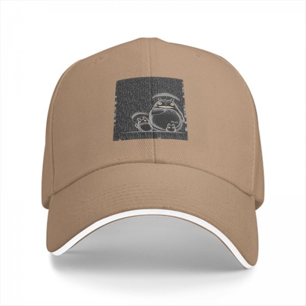 Black Baseball Cap With Totoro Family Line Art Print
