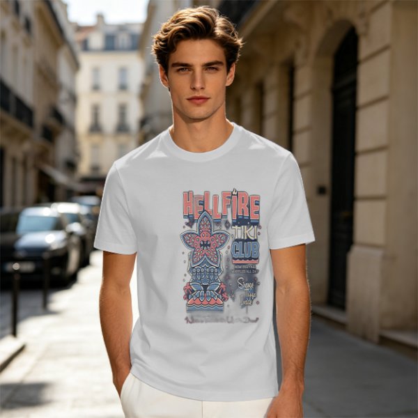 Olive T-Shirt with Hellfire Tiki Club Tiki Totem Graphic Print