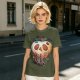 Olive Green T-Shirt With Creepy Melting Skull Apple Graphic