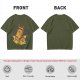 Olive T-Shirt With Cool Cat Lounging On Beach Chair Holding Drink