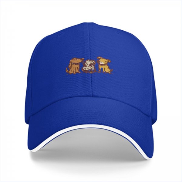 Black Baseball Cap With Cute Three Dogs Embroidery