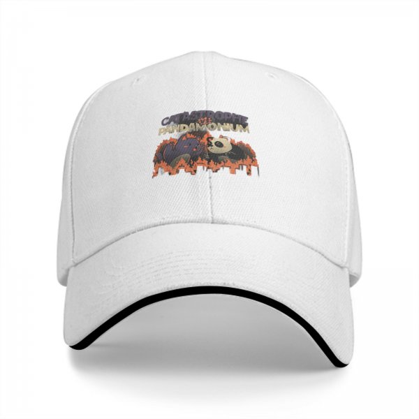 Black baseball cap with Catastrophe vs Pandamonium graphic print