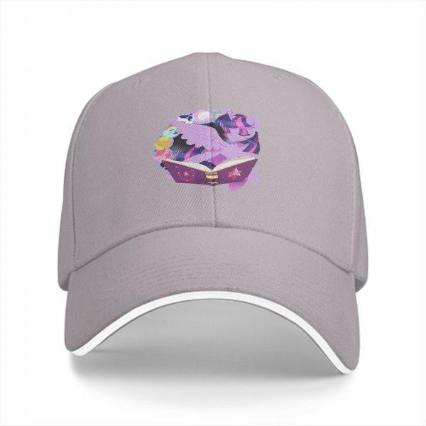 Black baseball cap with Twilight Sparkle reading a magic book print