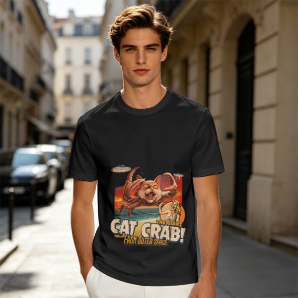 Olive T-Shirt Featuring The Giant Cat Crab From Outer Space Graphic