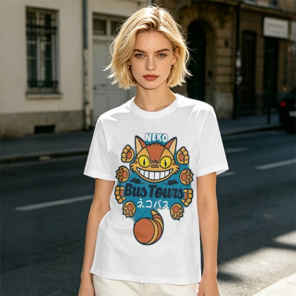 Neko Bus Tours Cat Graphic Olive T-Shirt