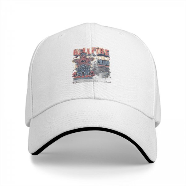 Black baseball cap with Hellfire Tiki Club graphic print