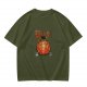 Olive T-Shirt with Flaming Devil Fruit Graphic Print
