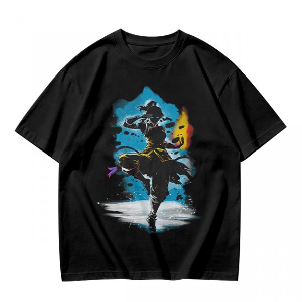 Olive T-Shirt With Fantasy Martial Artist Silhouette Graphic