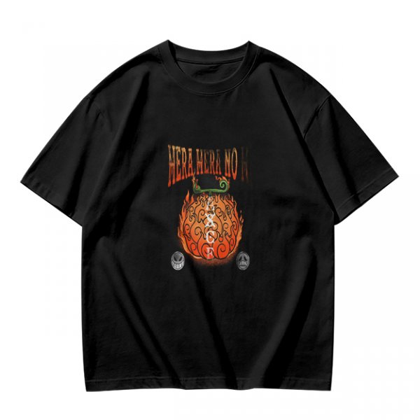 Olive T-Shirt with Flaming Devil Fruit Graphic Print