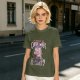 Olive t-shirt with anxious unicorn glitter water and anxiety print
