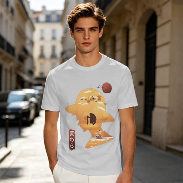 Anime Straw Hat Silhouette Graphic T-Shirt