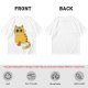 Olive T-Shirt With Cute Surprised Orange Tabby Cat Holding Meat Print