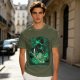 Olive Green Anime T-Shirt With Swordsman Character Artwork