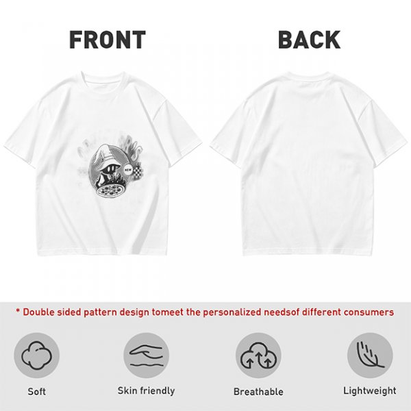 Olive Green T-Shirt With Wizard And Pizza Graphic Print