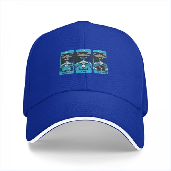 Black Baseball Cap With Thunder Rain Lightning Tarot Card Style Print