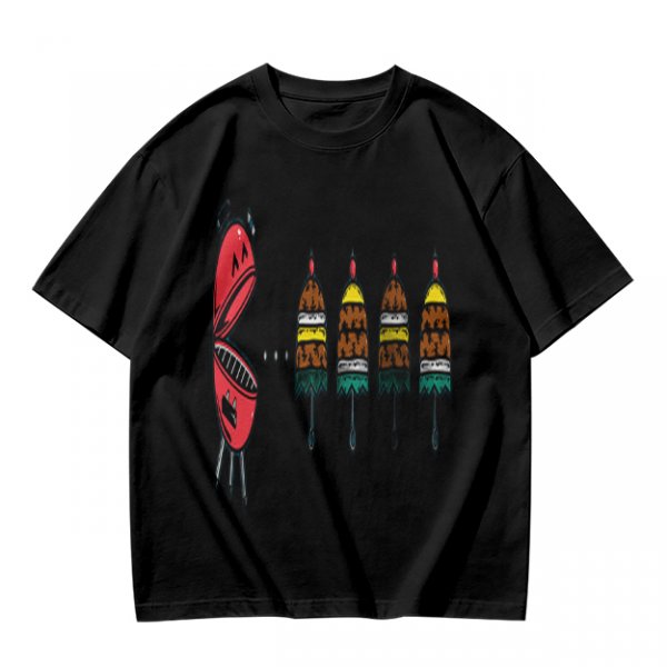 Olive T-Shirt With Cartoon Grill And Skewers Print