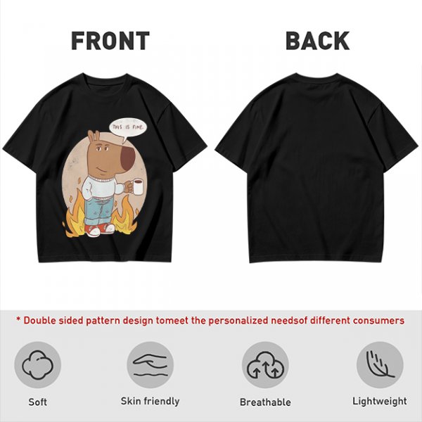 Olive T-Shirt Featuring the 'This Is Fine' Dog Meme Art