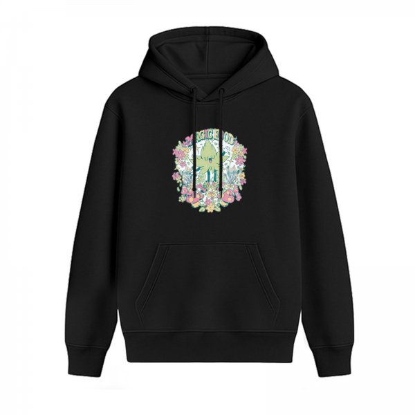 Black hoodie with floral cannabis leaf graphic design