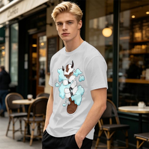 Olive Green T-Shirt With Sleeping Sky Bison On Clouds Print