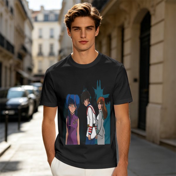 Anime Character Graphic Olive Green T-Shirt