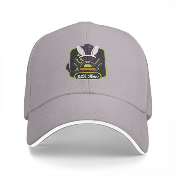 Black baseball cap with bunny ears egg hunt graphic design