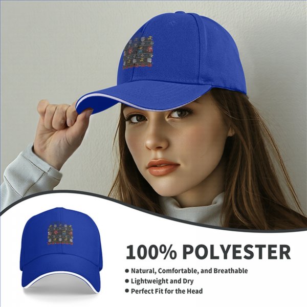 Black Baseball Cap With Ugly Christmas Style Fantasy Character Print
