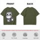 Olive T-Shirt with Cute Raccoon Holding Coffee Mug Print