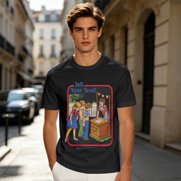Olive graphic t-shirt with 'Sell Your Soul' kids stand print
